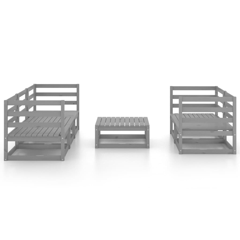 Garden furniture game 6 pieces gray solid pine wood