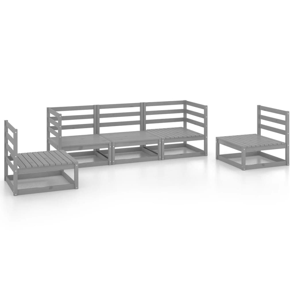 Muebles de jardín 5 piezas gris madera de pino maciza vidaXL