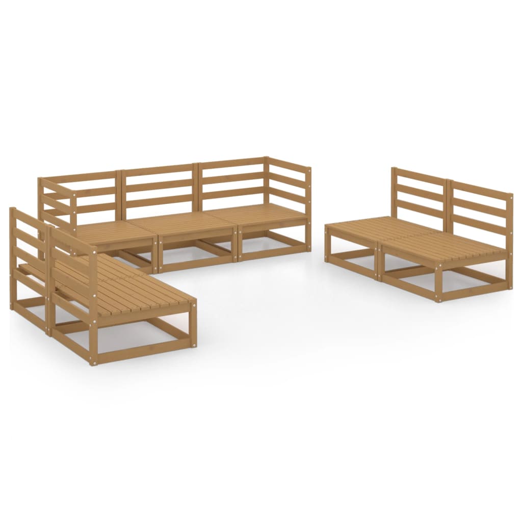 Muebles de jardín 7 piezas marrón miel madera maciza de pino vidaXL