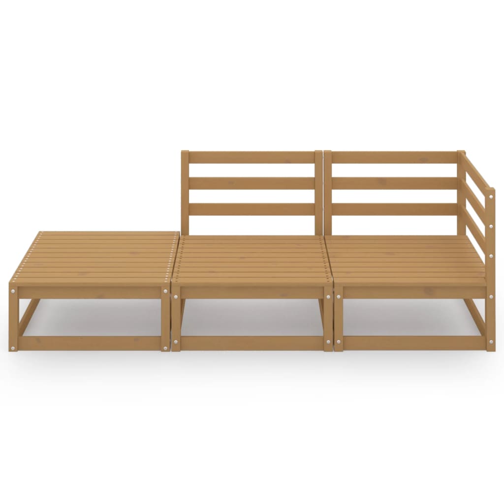 Garden furniture 3 pieces brown honey solid wood of pine