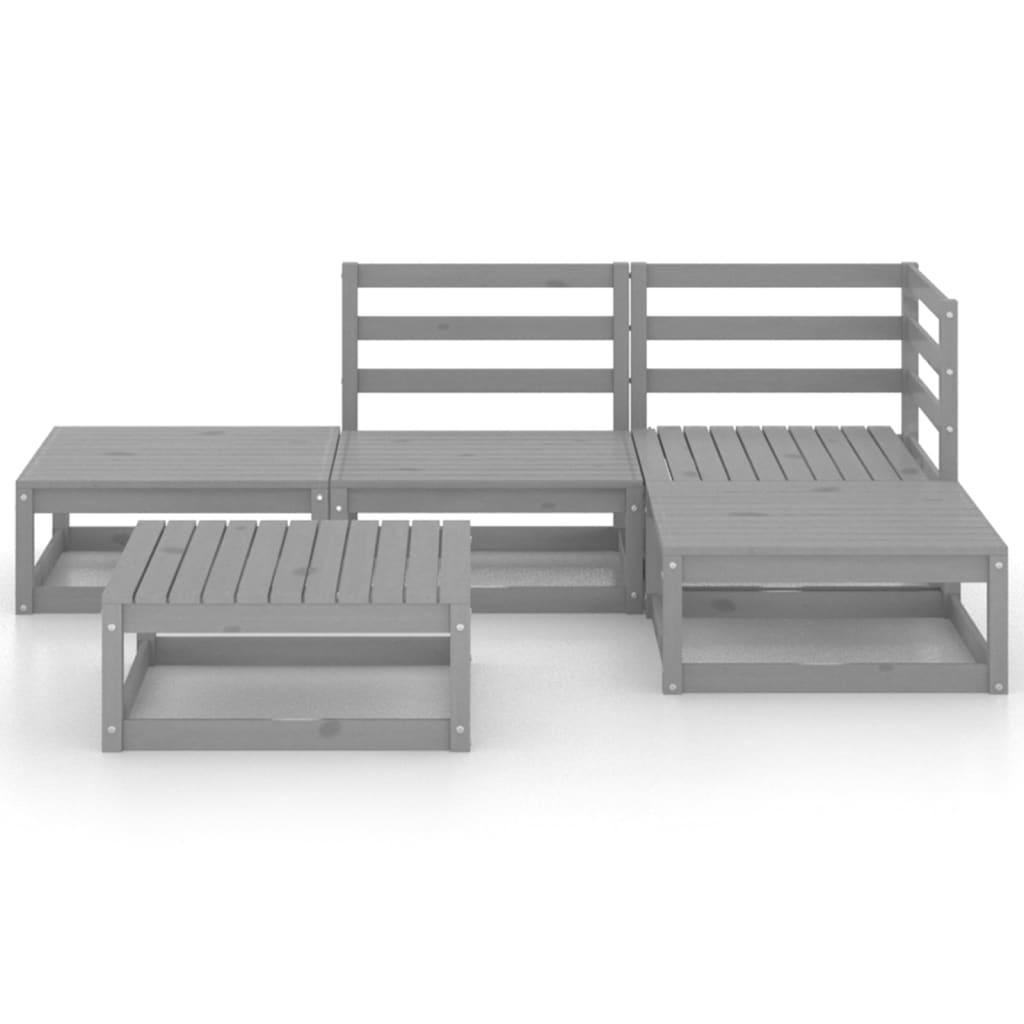 Muebles de jardín 5 piezas gris madera maciza de pino vidaXL