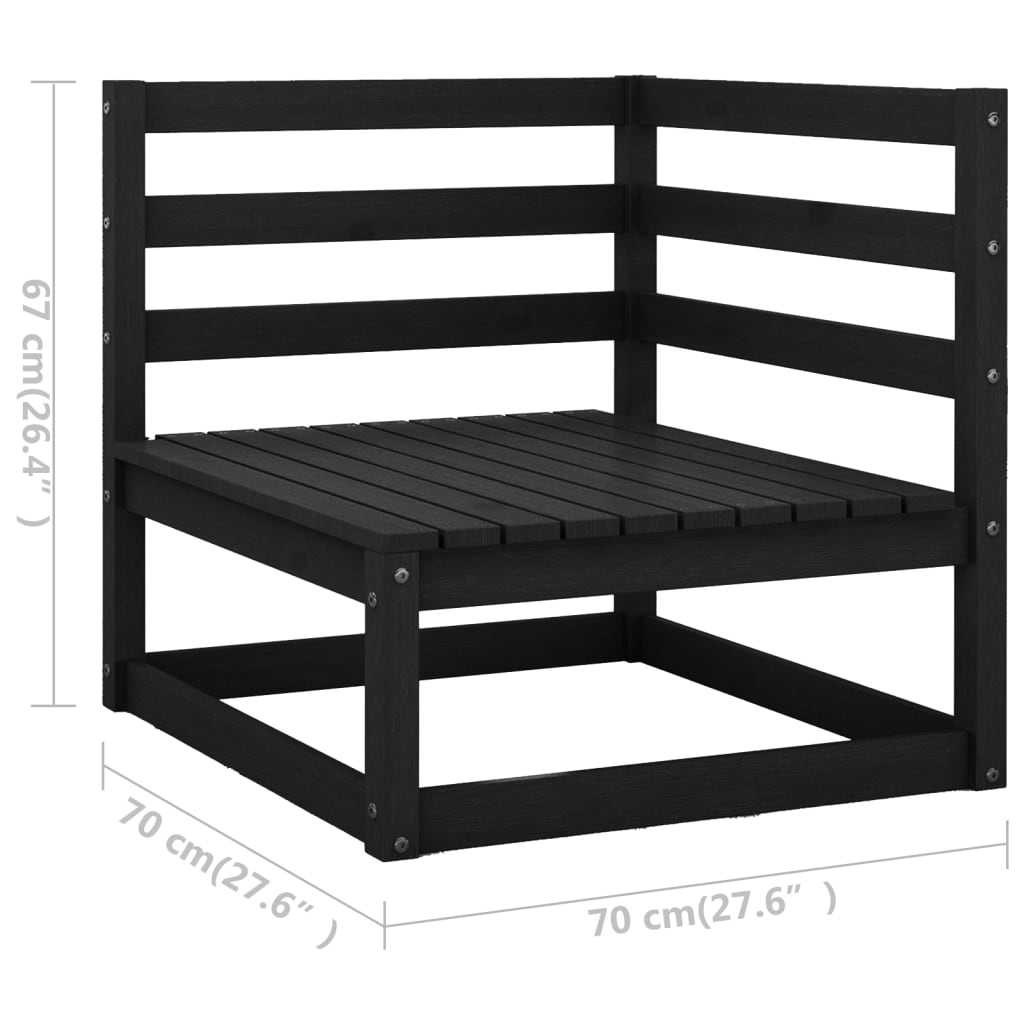 Juego de muebles de jardín 5 piezas negro madera maciza de pino - Vetonek