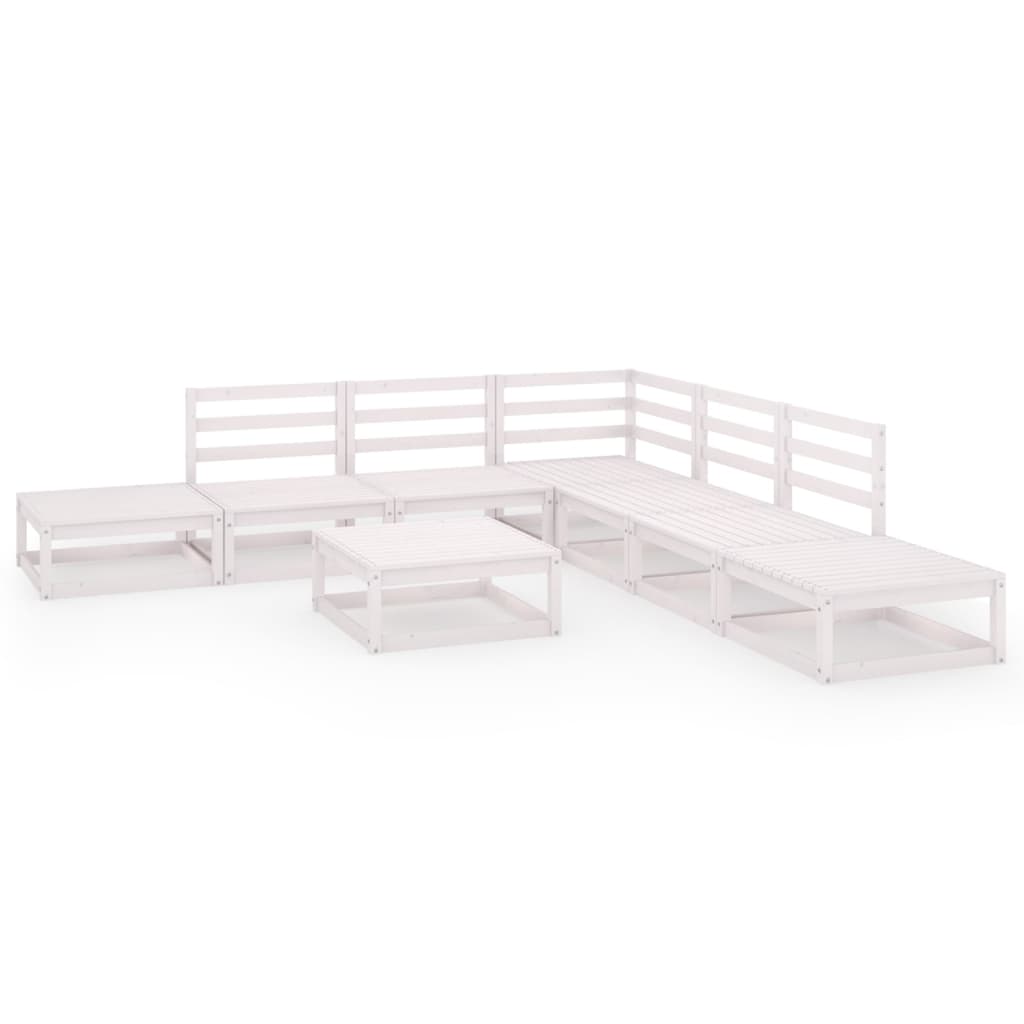 Set de salón de jardín de 8 piezas blanco madera maciza de pino vidaXL