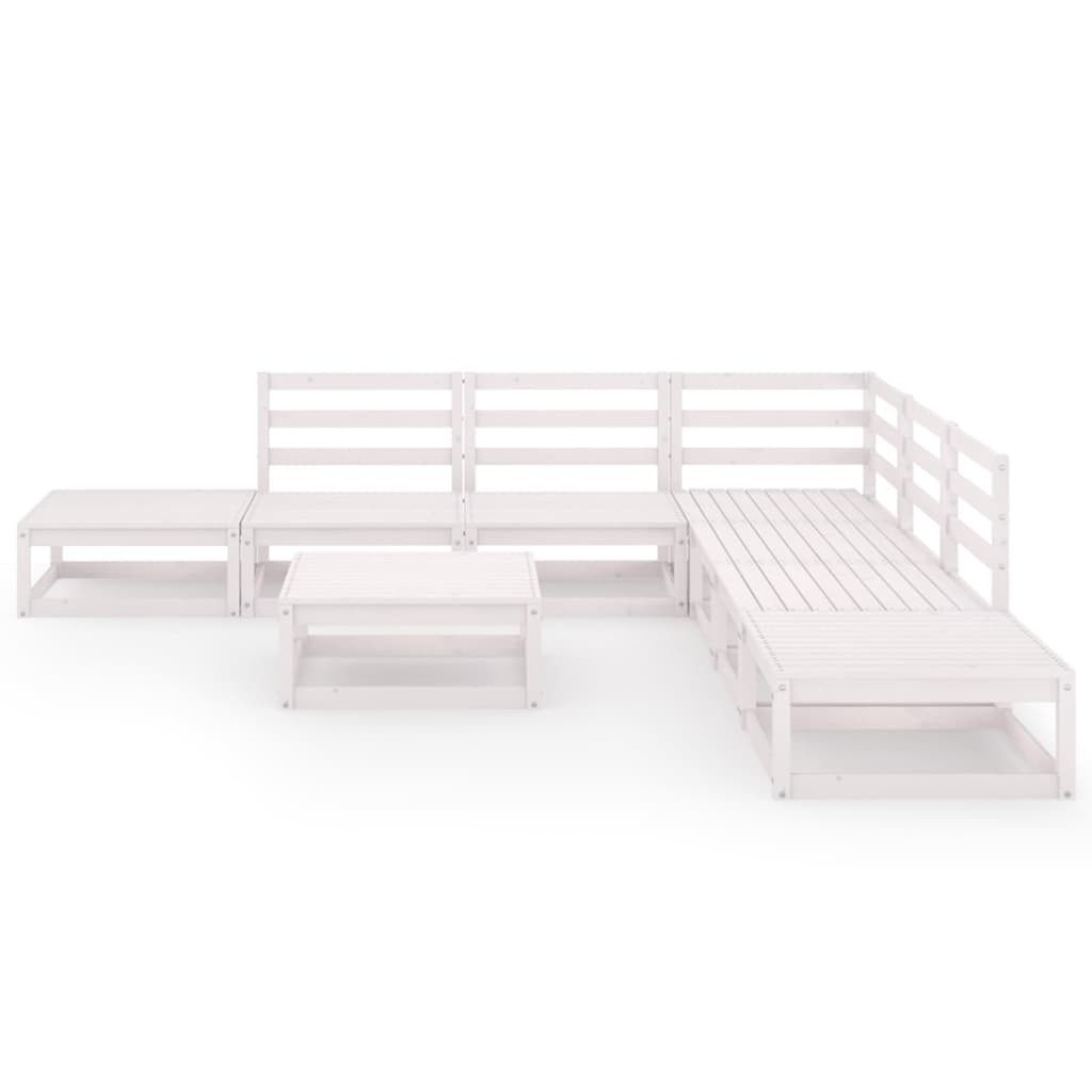 Set de salón de jardín de 8 piezas blanco madera maciza de pino vidaXL