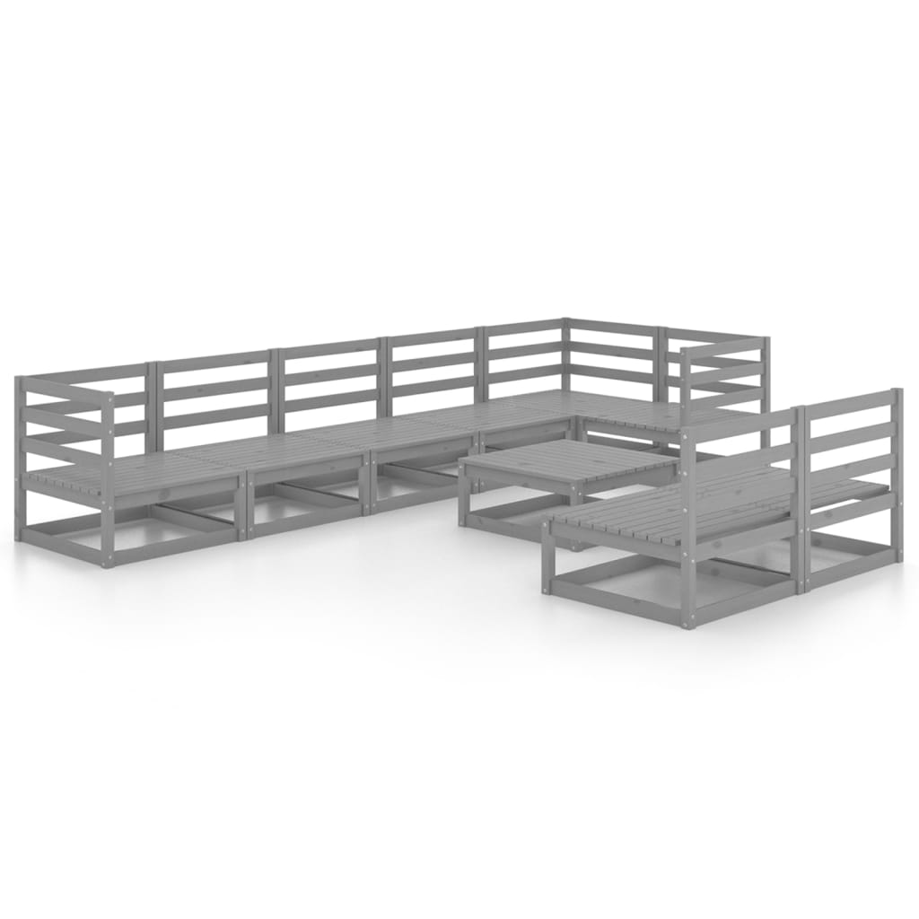 Muebles de jardín 9 piezas gris madera de pino maciza vidaXL