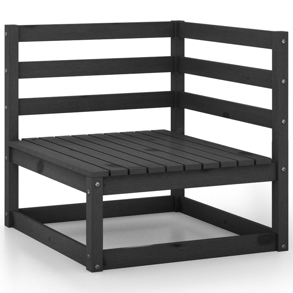 Juego de muebles de jardín 9 piezas negro madera maciza de pino - Vetonek