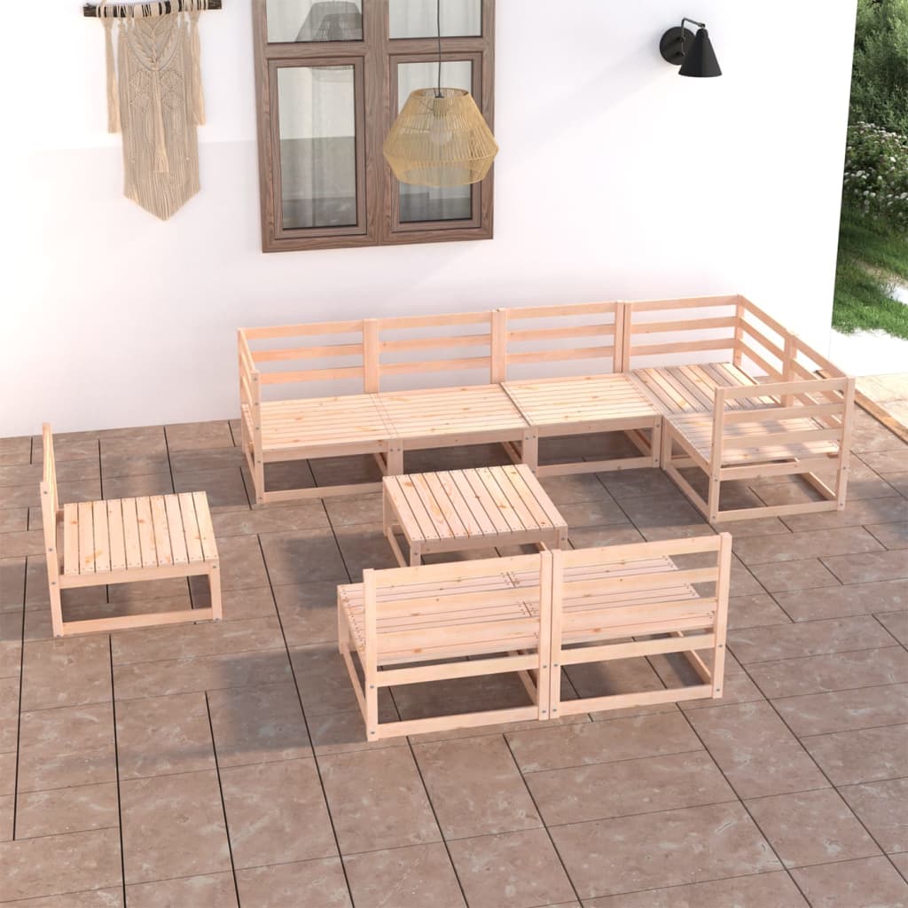 Vetonek Juego de muebles de jardín 9 piezas madera maciza de pino