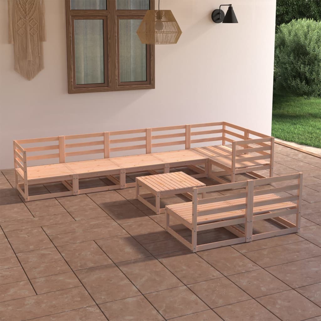 Vetonek Juego de muebles de jardín 9 piezas madera maciza de pino