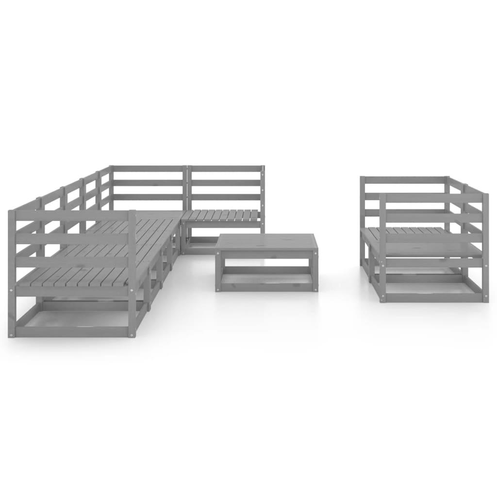 Muebles de jardín 9 piezas gris madera de pino maciza vidaXL