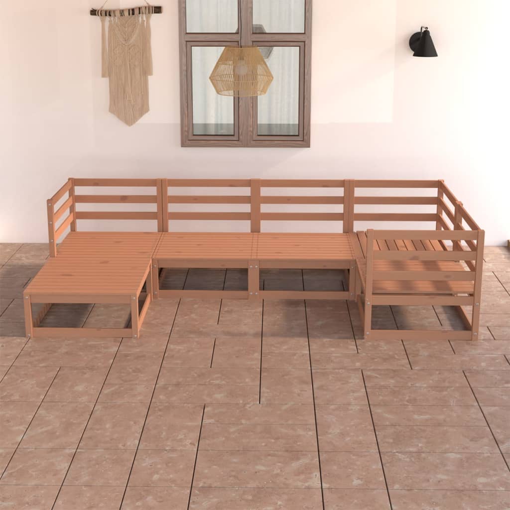 Vetonek Muebles de jardín 6 piezas marrón miel madera maciza de pino