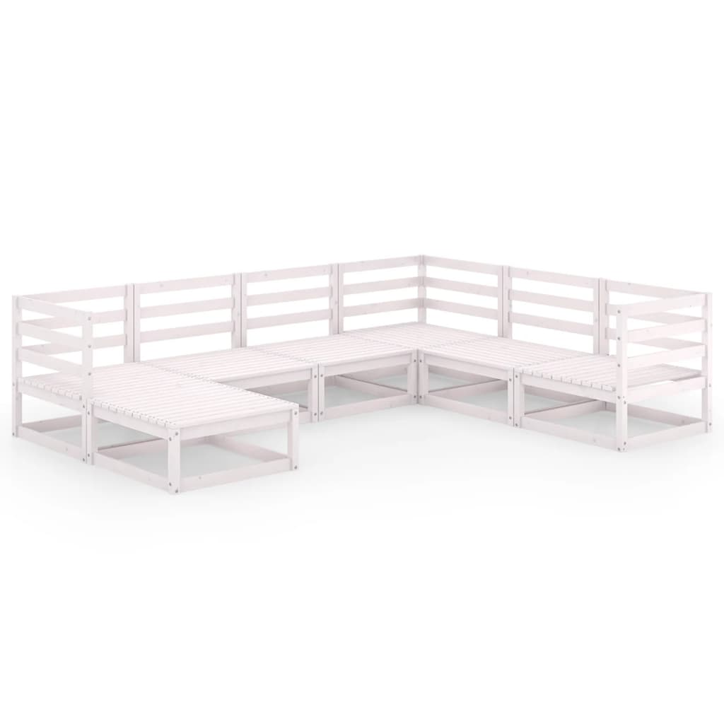 Set de salón de jardín de 7 piezas blanco madera maciza de pino vidaXL