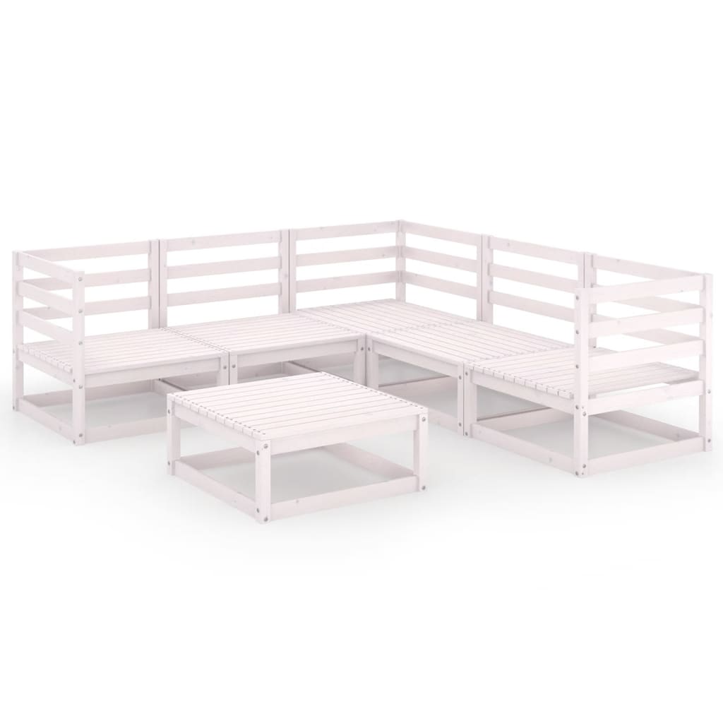 Set de salón de jardín de 6 piezas blanco madera maciza de pino vidaXL