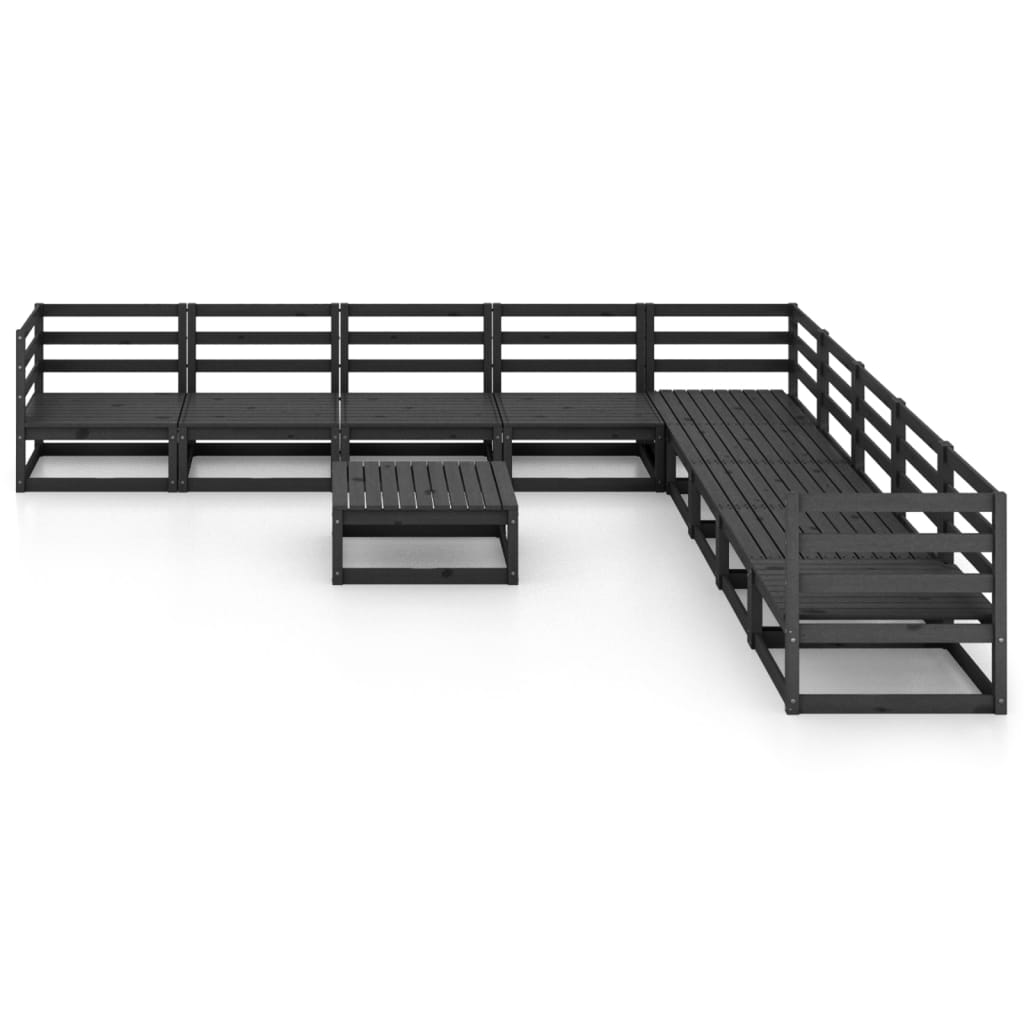 Ensemble de meubles de jardin 10 pcs et coussins en bois noir