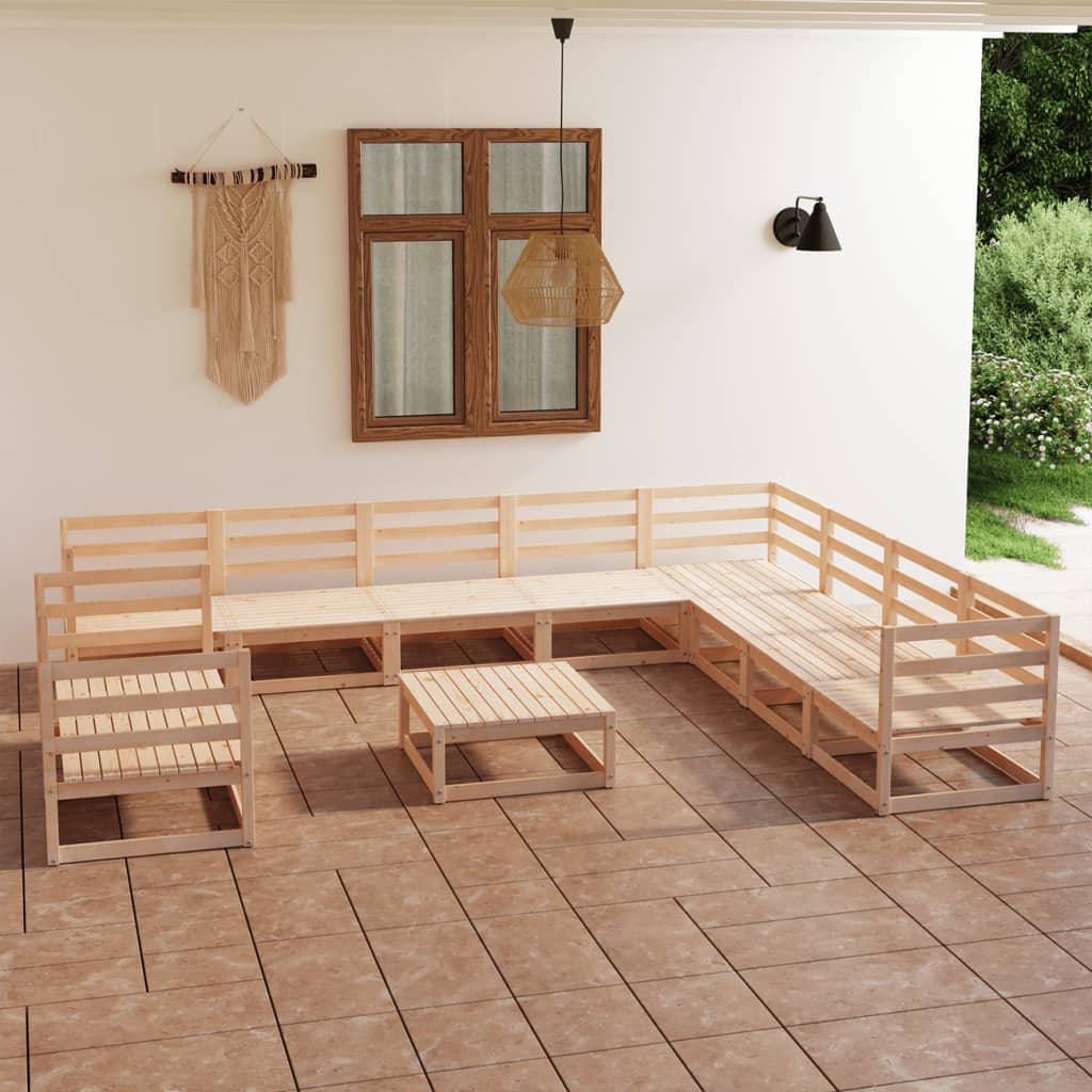 Vetonek Juego de muebles de jardín 11 piezas madera maciza de pino