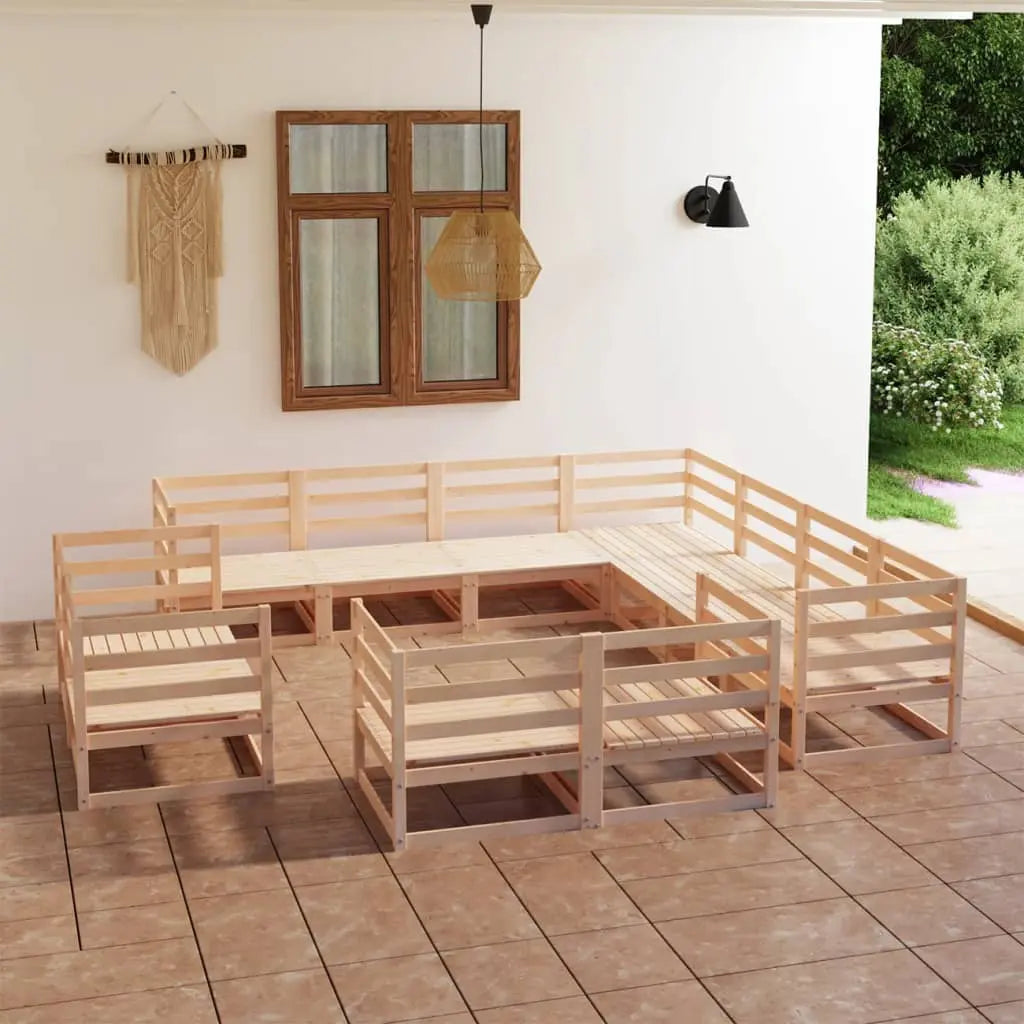 Vetonek Juego de muebles de jardín 11 piezas madera maciza de pino