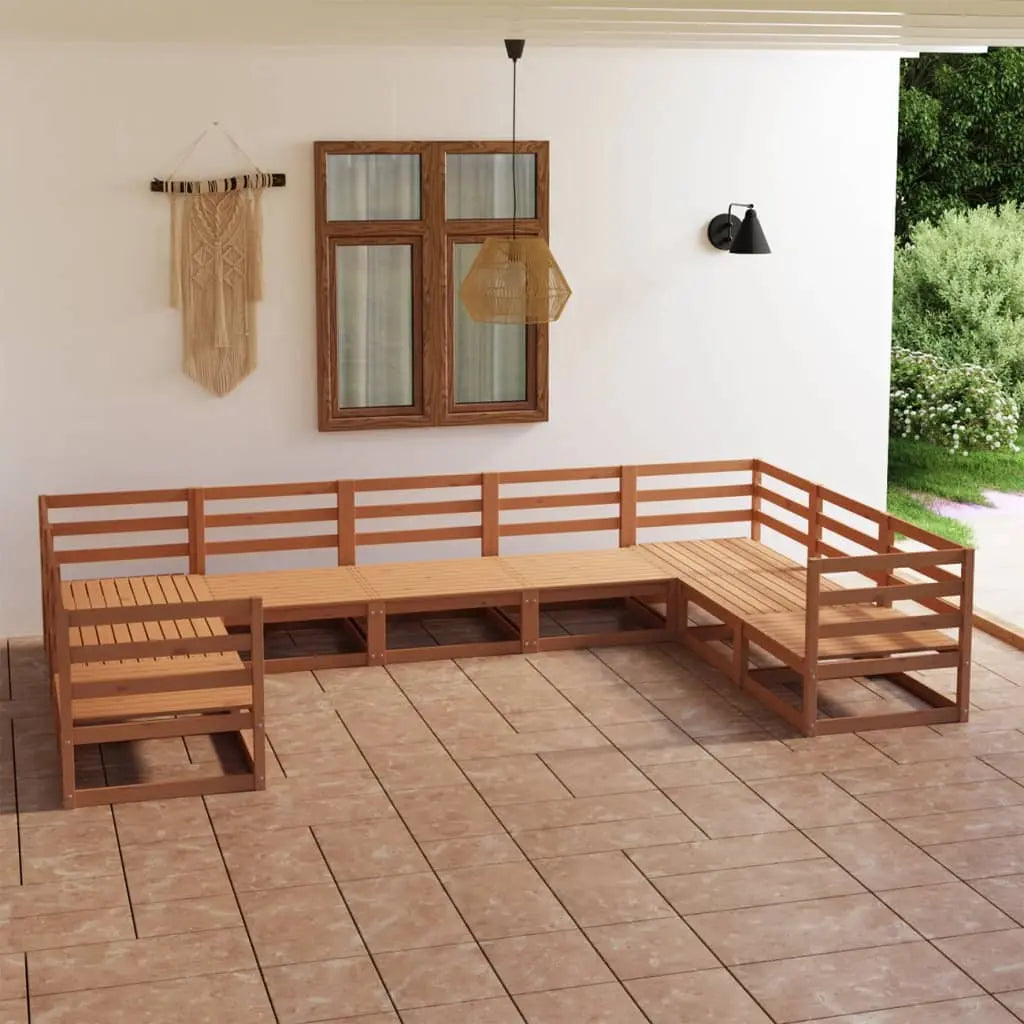 Vetonek Juego de muebles de jardín 9 piezas madera maciza de pino