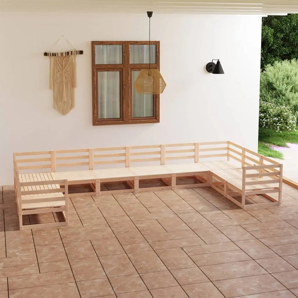 Vetonek Juego de muebles de jardín 10 piezas madera maciza de pino