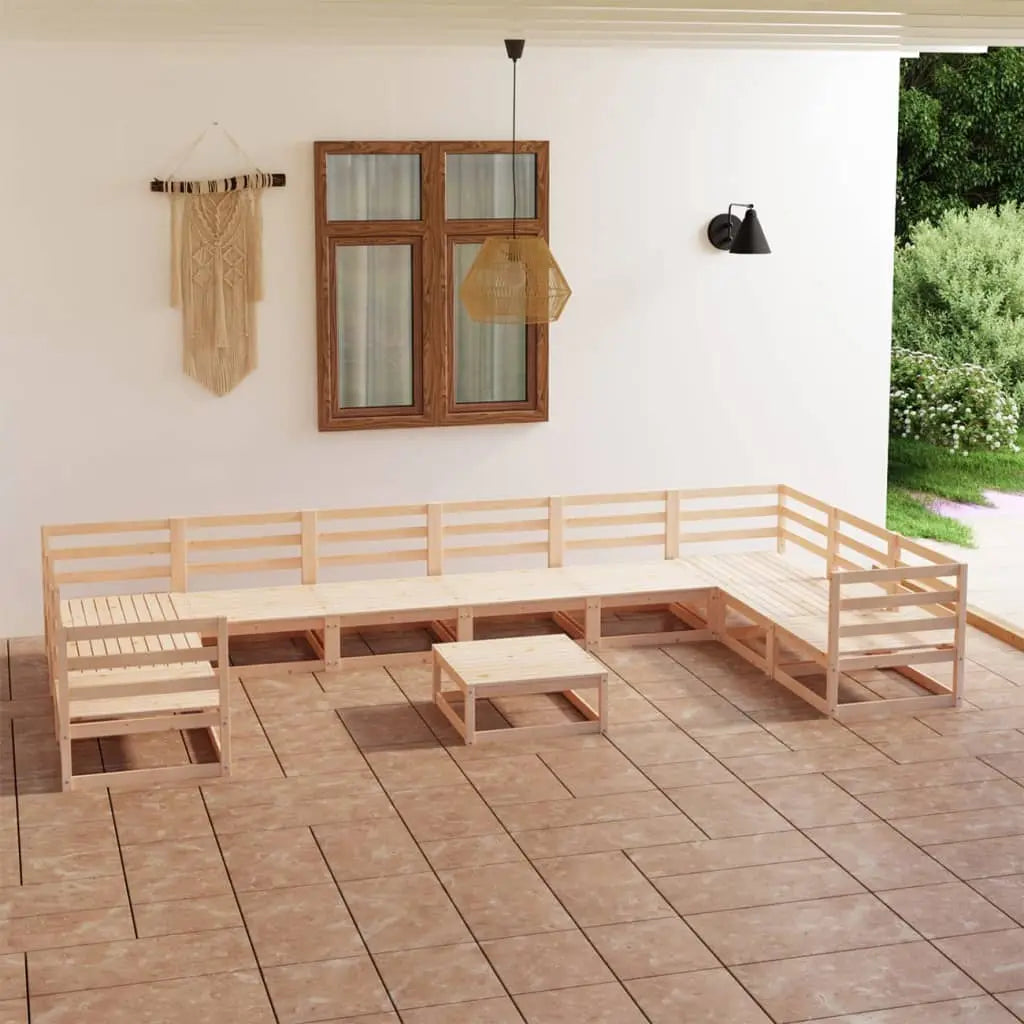 Vetonek Juego de muebles de jardín 11 piezas madera maciza de pino