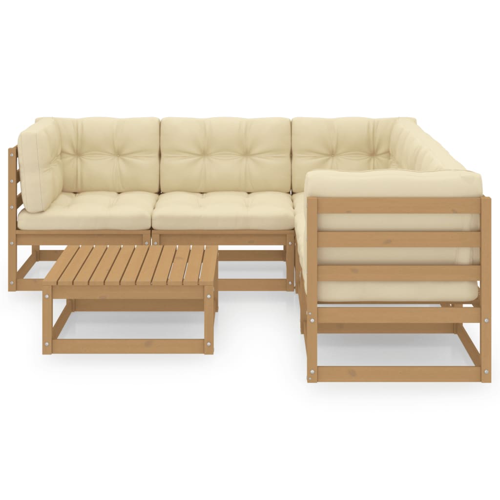 Garden furniture set 6 pcs and pine wood cushions