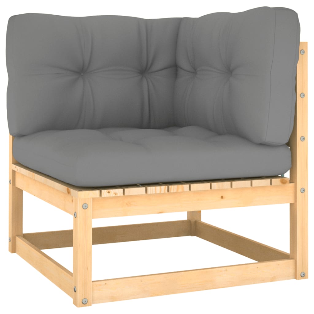 Ensemble de meubles de jardin 10 pcs et coussins en bois massif