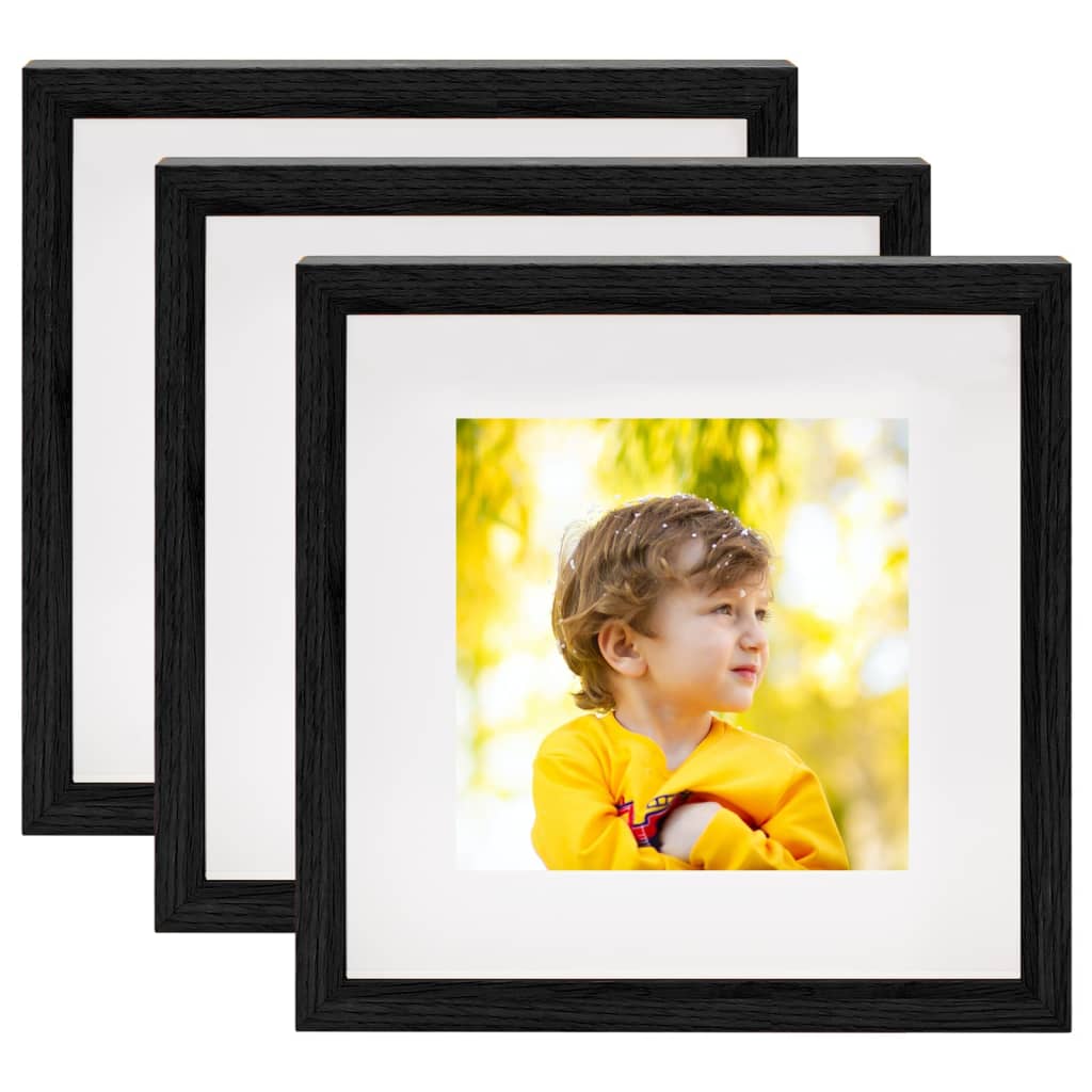 Vetonek Marco de foto caja 3D 3 uds negro 23x23 cm para foto 13x13 cm