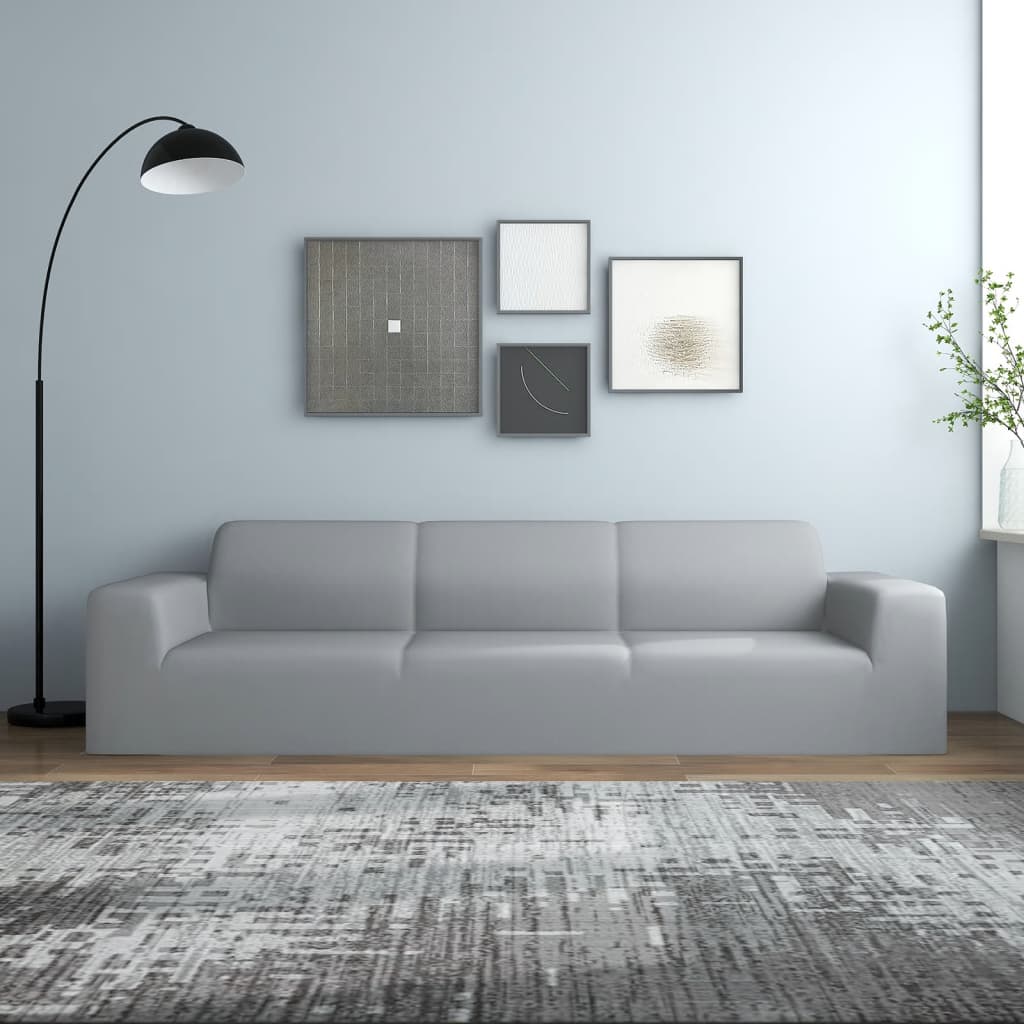 Vetonek Funda elástica para sillón de 4 plazas poliéster jersey gris