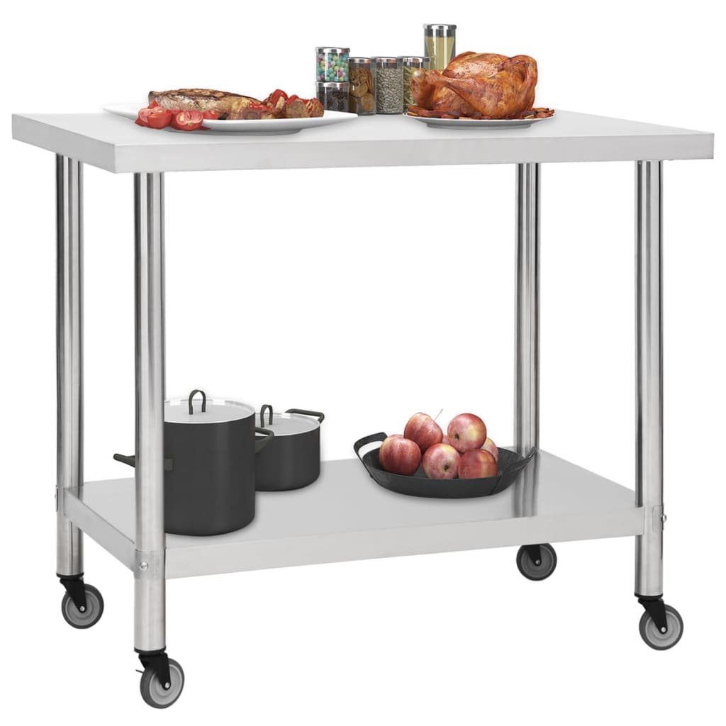 Mesa de trabajo para cocina con ruedas acero inox 80x60x85 cm vidaXL