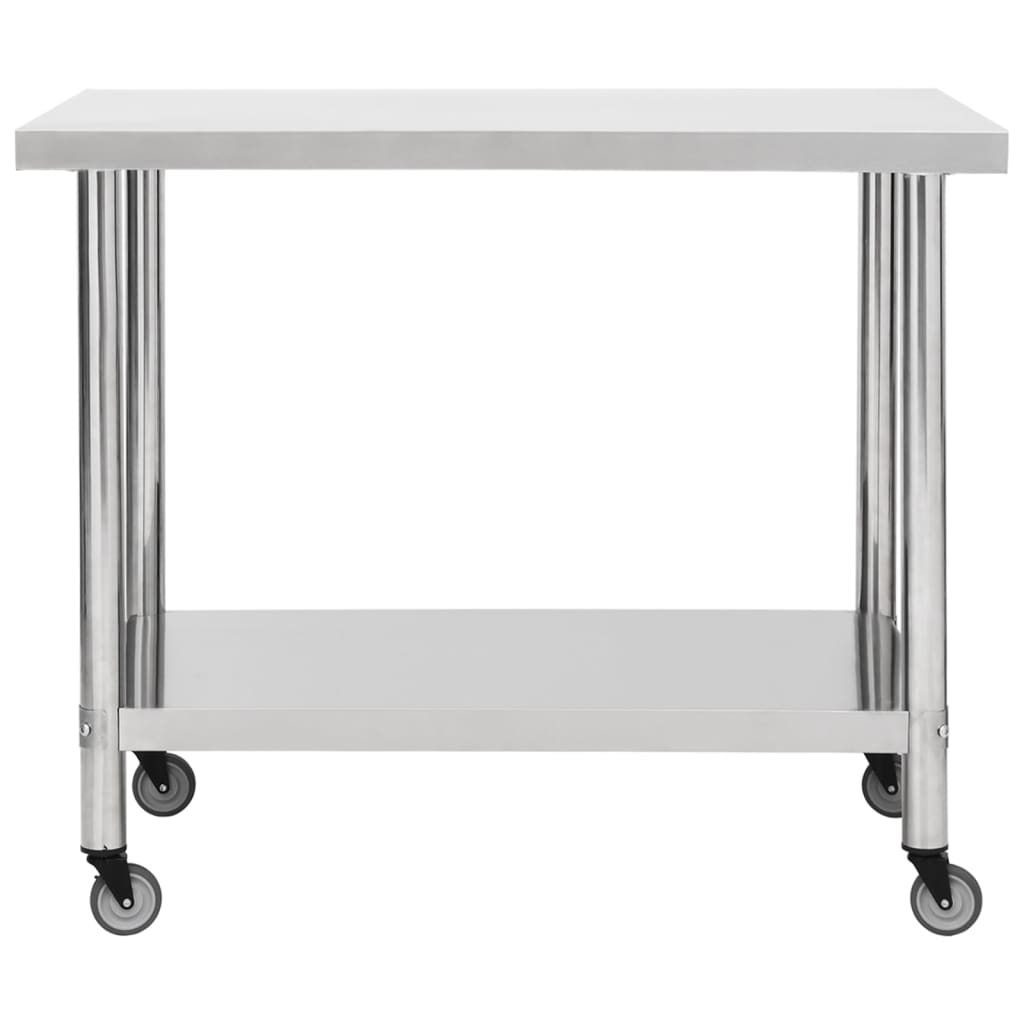 Mesa de trabajo para cocina con ruedas acero inox 80x60x85 cm vidaXL