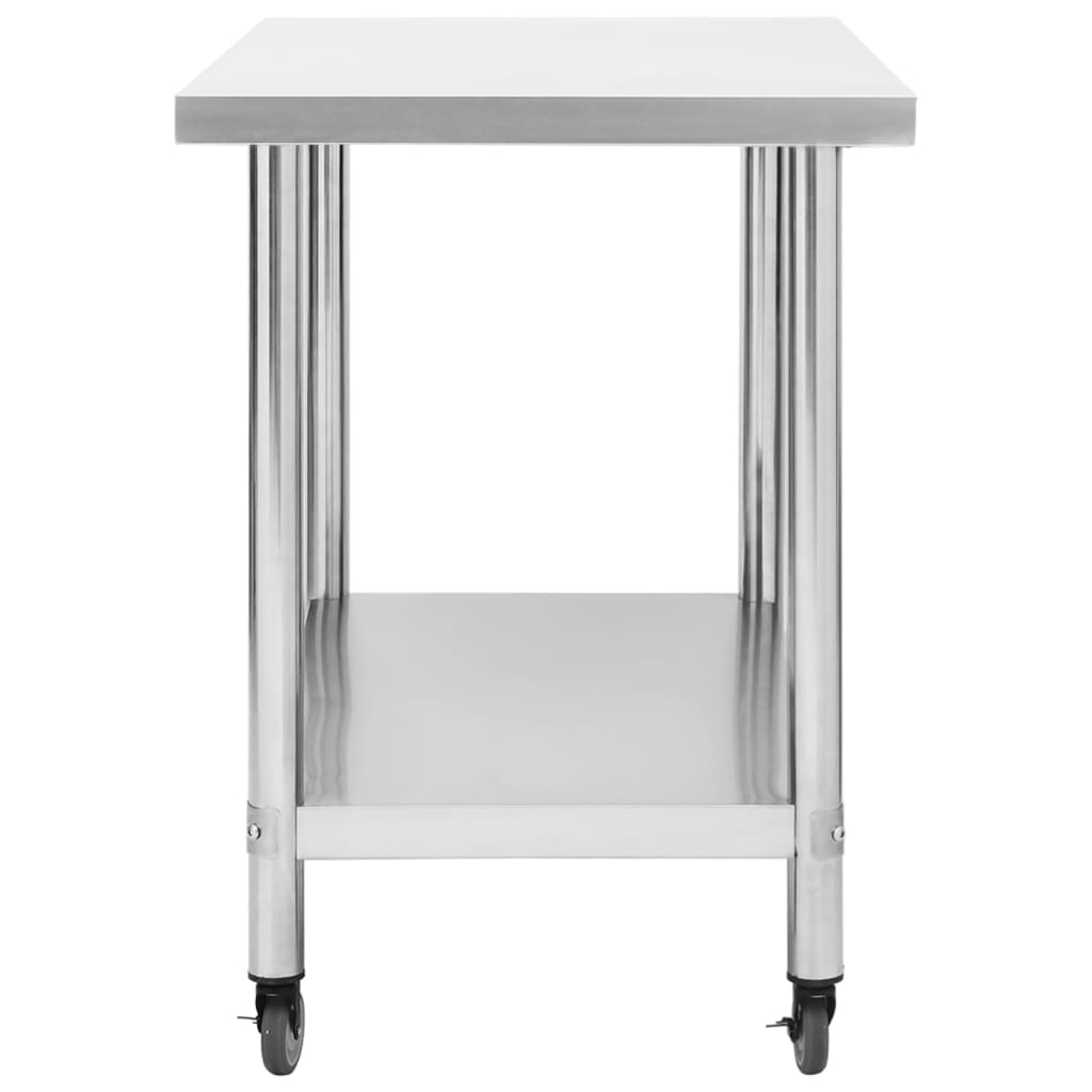 Mesa de trabajo para cocina con ruedas acero inox 80x60x85 cm vidaXL