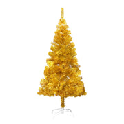 Árbol de navidad preiluminado con luces y soporte dorado 150 cm v5193 Vetonek