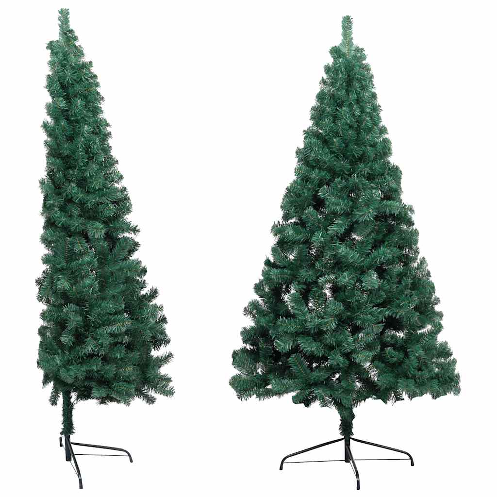 Medio árbol de Navidad con luces y bolas verde 180 cm - Vetonek