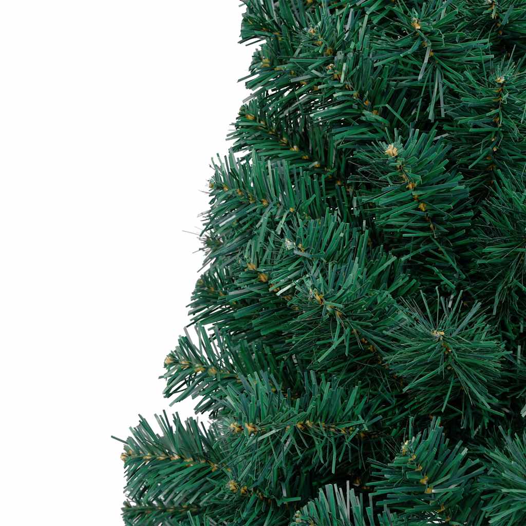 Medio árbol de navidad con luces y bolas verde 210 cm v5674 - Vetonek