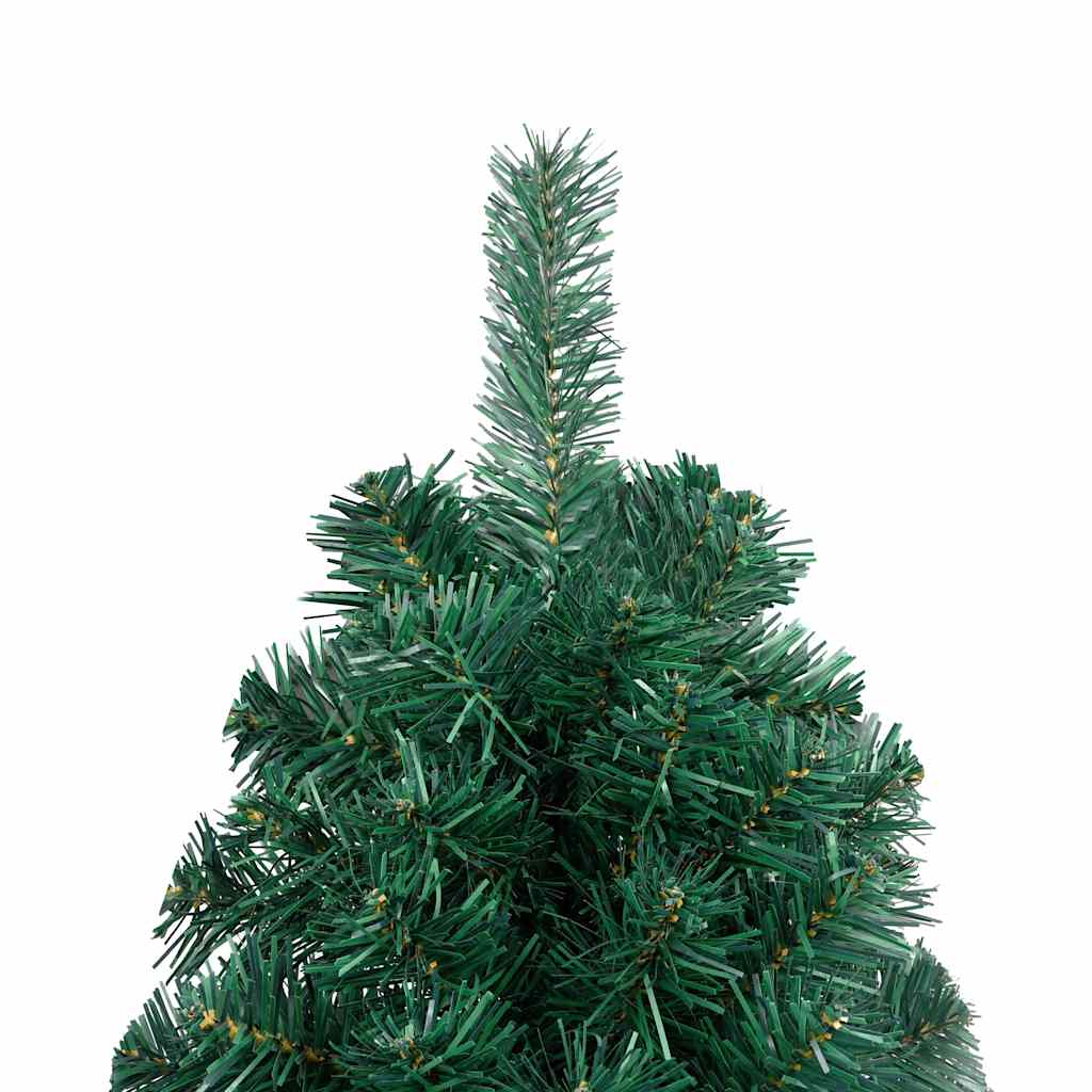 Medio árbol de navidad con luces y bolas verde 210 cm v5674 - Vetonek