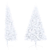 Medio árbol de navidad con luces y bolas blanco 150 cm v5704 Vetonek