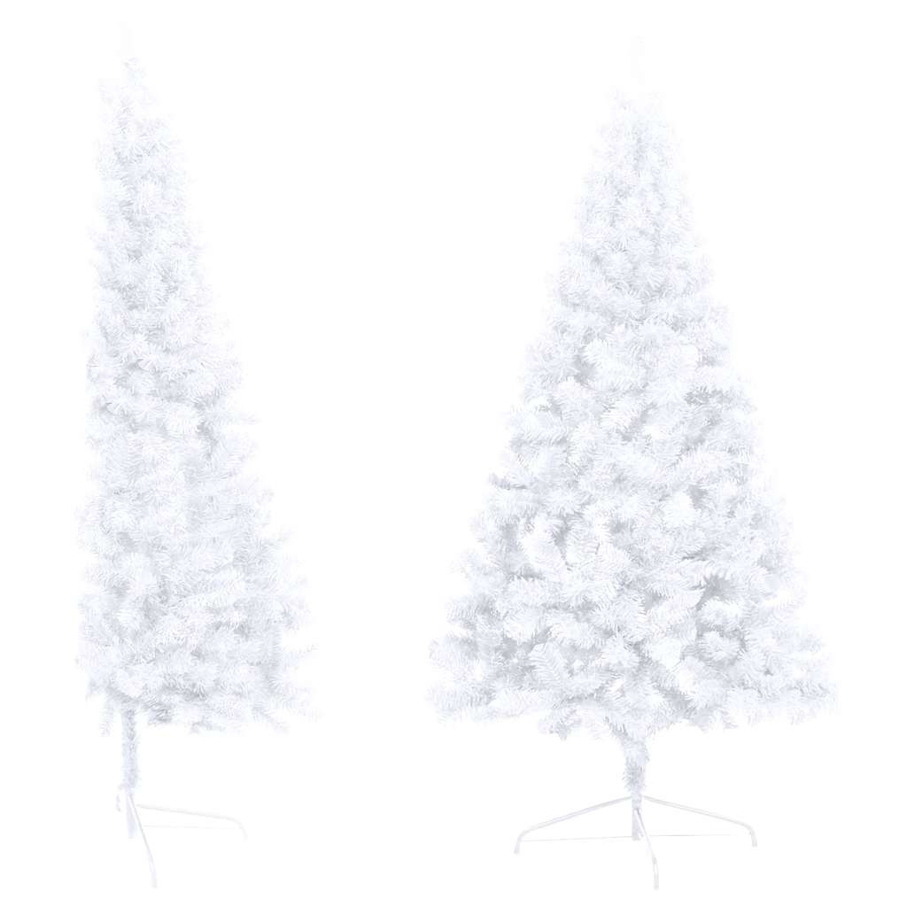 Medio árbol de navidad con luces y bolas blanco 150 cm v5704 Vetonek