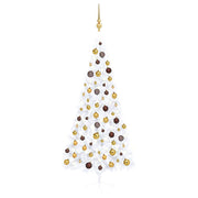Medio árbol de navidad con luces y bolas blanco 180 cm v5711 Vetonek
