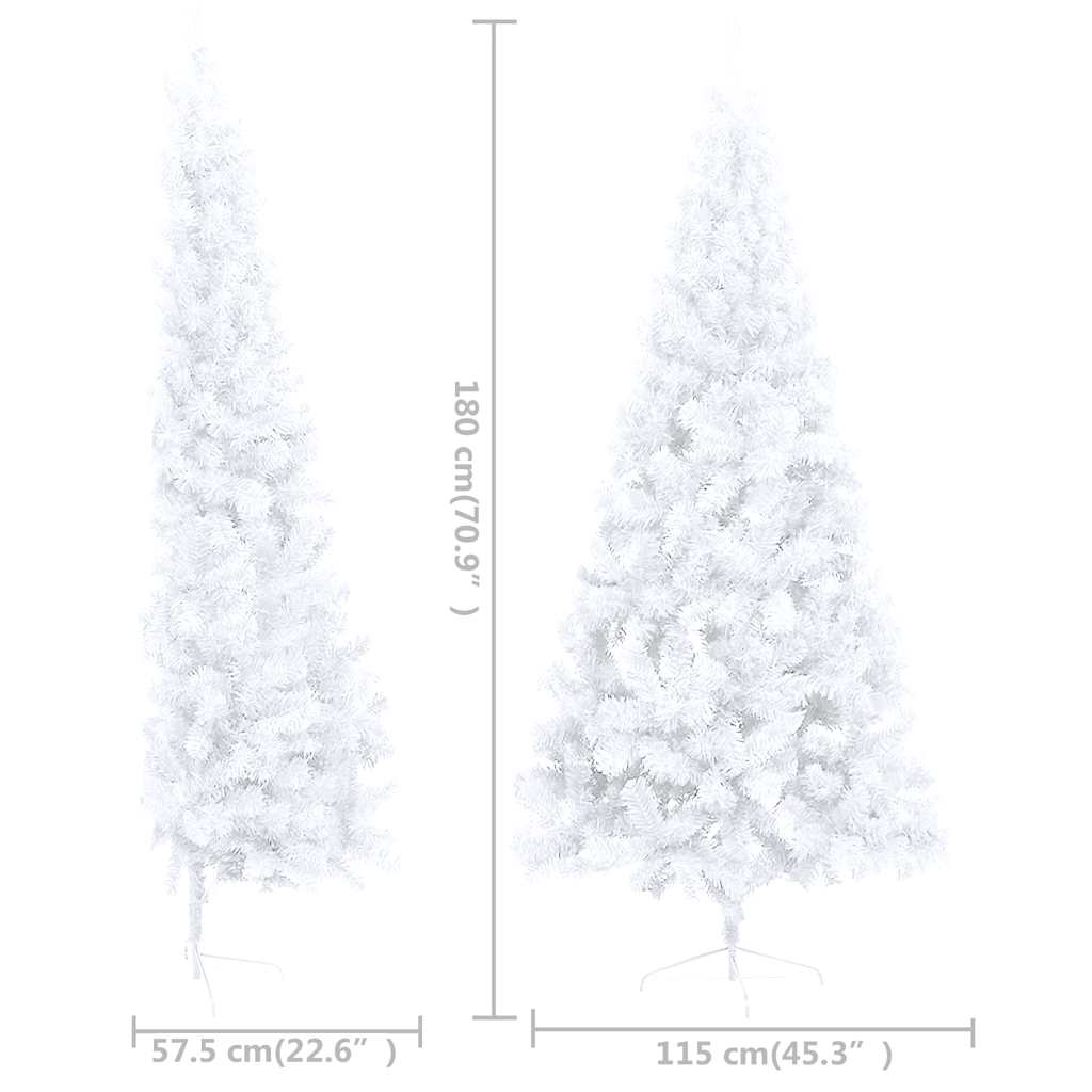 Medio árbol de Navidad con luces y bolas blanco 180 cm - Vetonek