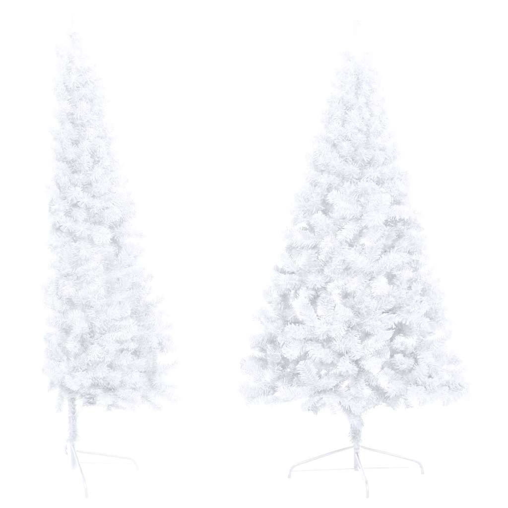 Medio árbol de Navidad con luces y bolas blanco 180 cm - Vetonek