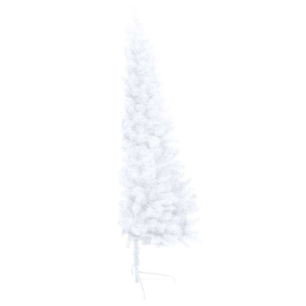 Medio árbol de Navidad con luces y bolas blanco 180 cm - Vetonek