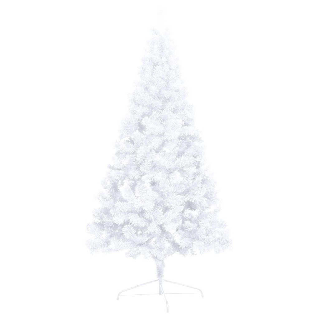 Medio árbol de Navidad con luces y bolas blanco 180 cm - Vetonek