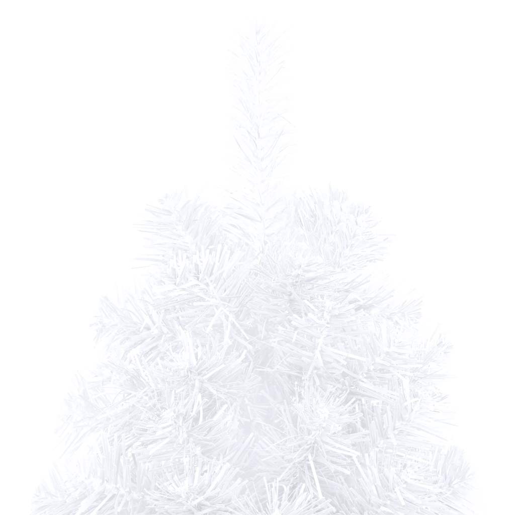 Medio árbol de Navidad con luces y bolas blanco 180 cm - Vetonek