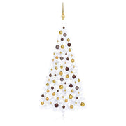 Medio árbol de navidad con luces y bolas blanco 120 cm v5728 Vetonek