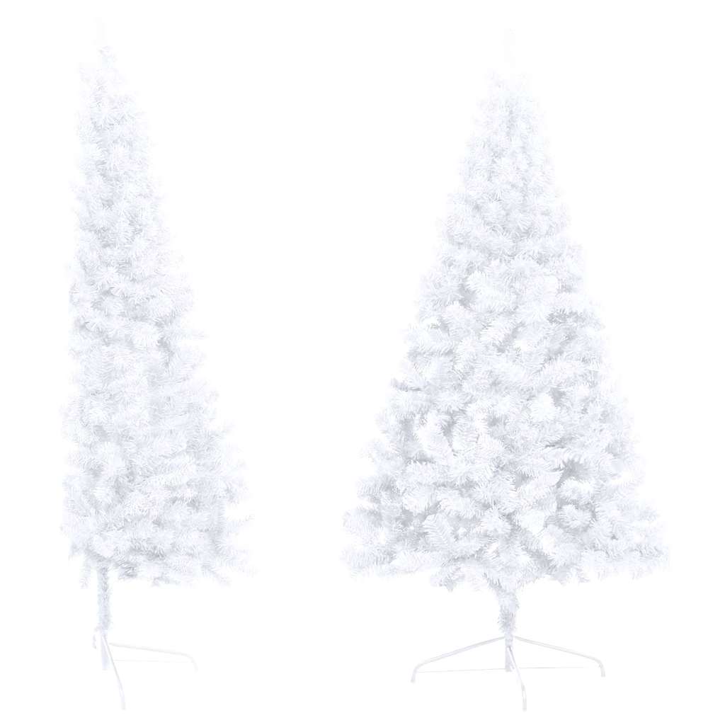 Medio árbol de Navidad con luces y bolas blanco 120 cm - Vetonek