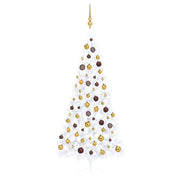 Medio árbol de navidad con luces y bolas blanco 240 cm v5735 Vetonek
