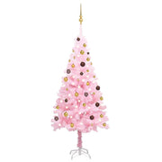 Árbol de navidad preiluminado con luces y bolas rosa 180 cm v5865 Vetonek