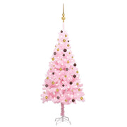 Árbol de navidad preiluminado con luces y bolas rosa 210 cm v5872 Vetonek