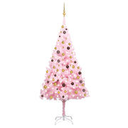 Árbol de navidad preiluminado con luces y bolas rosa 240 cm v5889 Vetonek