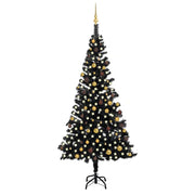 Árbol de navidad preiluminado con luces y bolas negro 240 cm v5933 Vetonek
