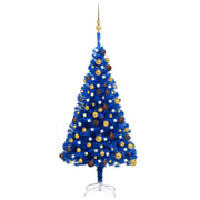 Árbol de navidad preiluminado con luces y bolas azul 120 cm v5940 Vetonek