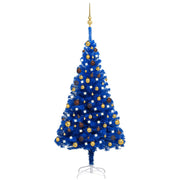 Árbol de navidad preiluminado con luces y bolas azul 150 cm v5957 Vetonek